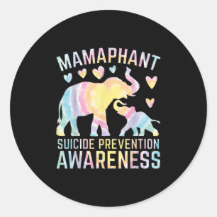 Mamaphant Suicide Prevention Awareness Mama Elepha Classic Round Sticker