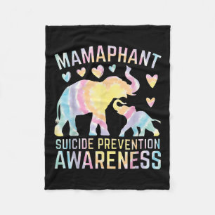 Mamaphant Suicide Prevention Awareness Mama Elepha Fleece Blanket