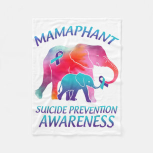 Mamaphant Suicide Prevention Awareness Mama Elepha Fleece Blanket