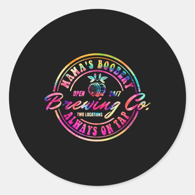 Mama'S Boobery Breastfeeding Brewery New Mum Brewi Classic Round Sticker (Front)