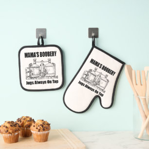 Mama's Boobery Jugs Always On Tap Oven Mitt & Pot Holder Set