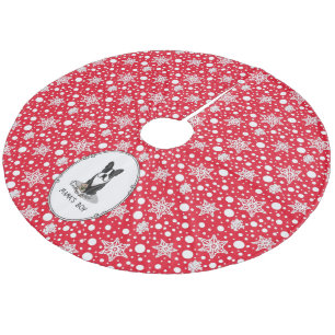 Mama's Boy Boston Terrier (black) - Cute Dog Fleece Tree Skirt
