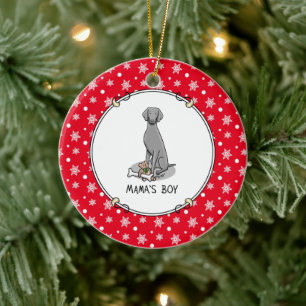 Mama's Boy Weimaraner (gray 1) toys dog mom Cute Ceramic Ornament