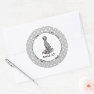 Mama's Boy Weimaraner (grey 1) toys dog mum Cute Classic Round Sticker