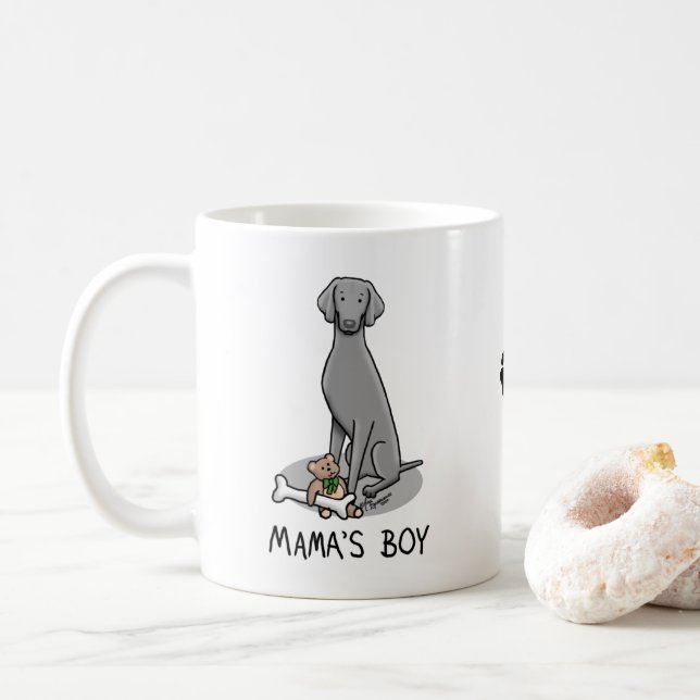 Mama's Boy Weimaraner (grey 1) toys dog mum Cute Coffee Mug (With Donut)