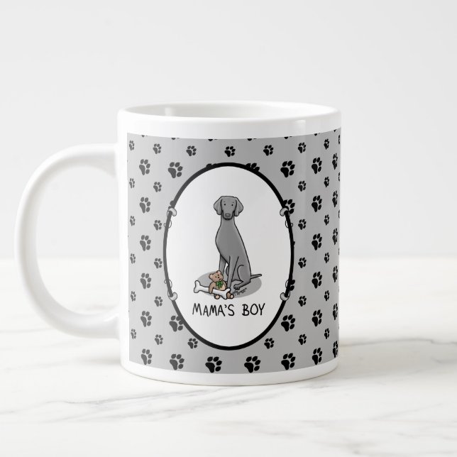 Mama's Boy Weimaraner (grey 1) toys dog mum Cute Large Coffee Mug (Left)