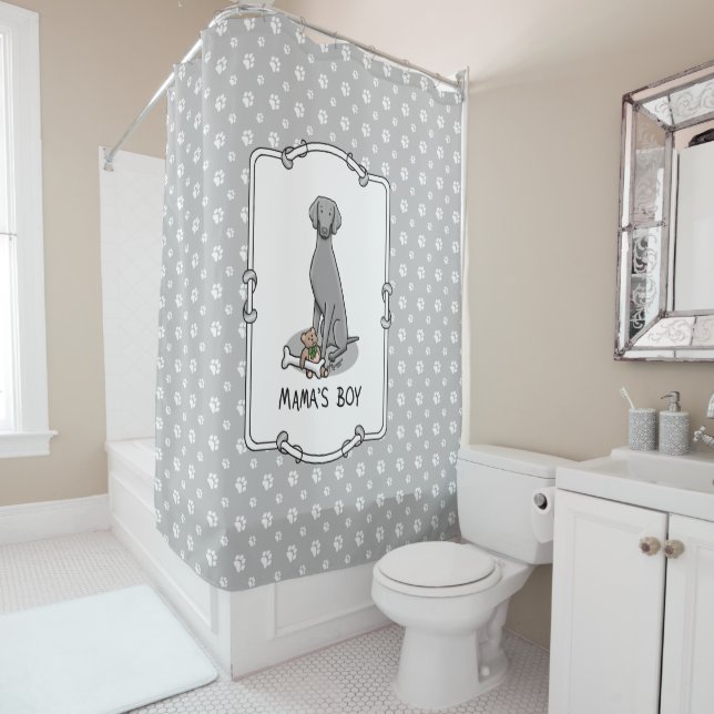 Mama's Boy Weimaraner (grey 1) toys dog mum Cute Shower Curtain (In Situ)