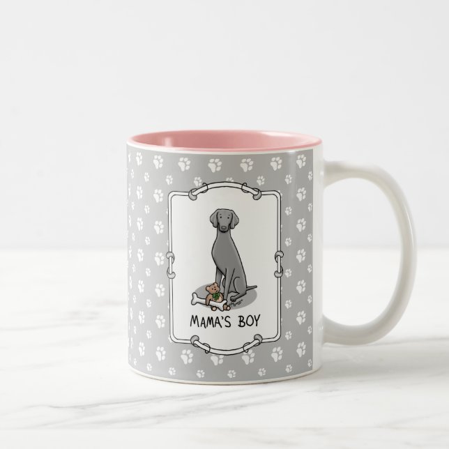 Mama's Boy Weimaraner (grey 1) toys dog mum Cute Two-Tone Coffee Mug (Right)