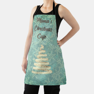 Mama's Christmas Cafe Festive Snowflakes Custom Apron
