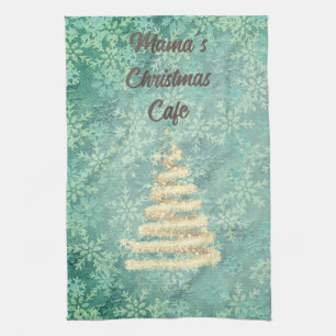 Mama's Christmas Cafe Festive Snowflakes   Tea Towel