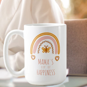Mama's Cup of Happiness, custom boho rainbow mug