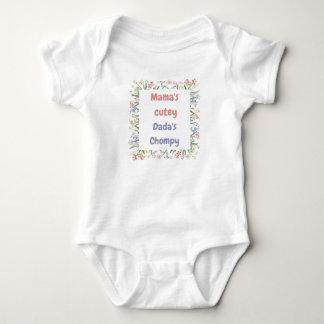 Mama's cutey and papa's chompy, baby bodysuit. bodysuit