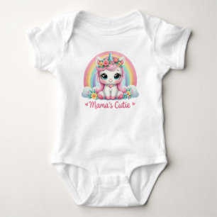 Mama's Cutie Rainbow Unicorn Baby Bodysuit