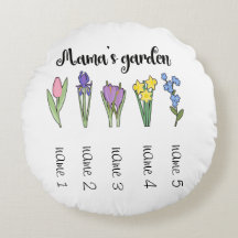 Mama's floral garden with 5 personalised names