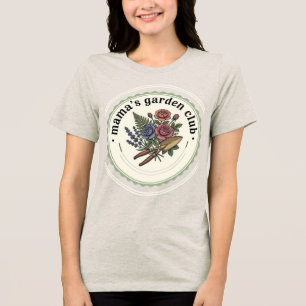Mama's Garden Club Vintage Scalloped Floral Badge Tri-Blend Shirt