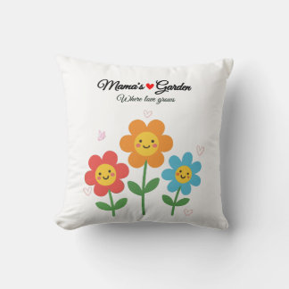 Mama's Garden Where Love Grows | Floral Typograph Cushion