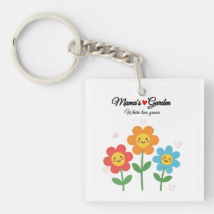  Mama's Garden Where Love Grows   Floral Typograph Key Ring