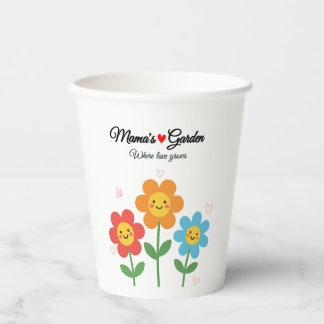 Mama's Garden Where Love Grows | Floral Typograph Paper Cups