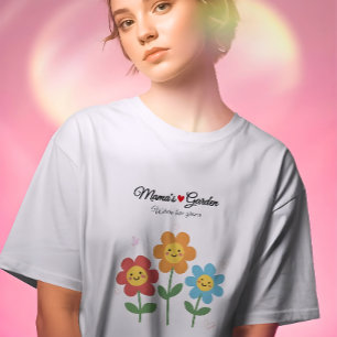  Mama's Garden Where Love Grows   Floral Typograph T-Shirt