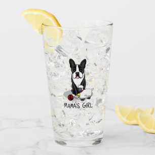 Mama's Girl #2 Boston Terrier Dog (black) Cute Glass
