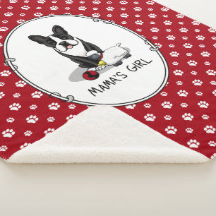 Mama's Girl #2 Boston Terrier Dog (black) Cute Sherpa Blanket