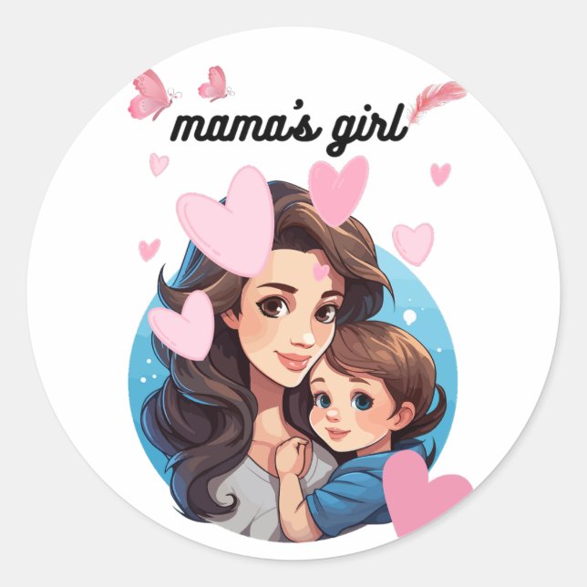 mama's girl  classic round sticker (Front)