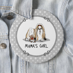 Mama's Girl Shih Tzu (tan white) Dog Mom Cute 6 Cm Round Badge
