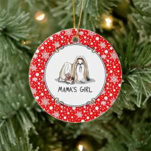 Mama's Girl Shih Tzu (tan white) Dog Mum Cute Ceramic Ornament