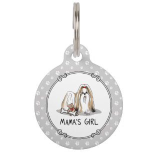 Mama's Girl Shih Tzu (tan white) Dog Mum Cute Pet Tag