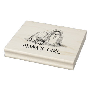 Mama's Girl Shih Tzu (tan white) Dog Mum Cute Rubber Stamp