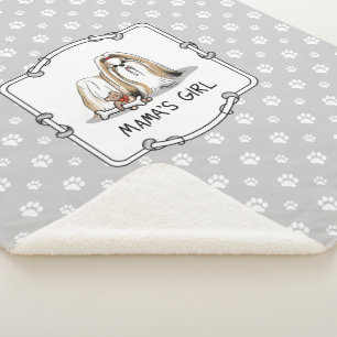 Mama's Girl Shih Tzu (tan white) Dog Mum Cute Sherpa Blanket