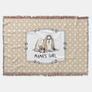Mama's Girl Shih Tzu (tan white) Dog Mum Cute Throw Blanket