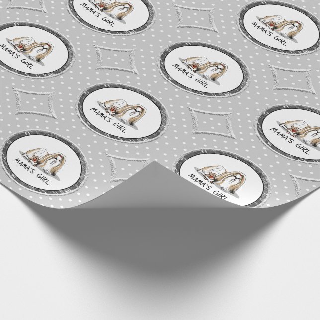 Mama's Girl Shih Tzu (tan white) Dog Mum Cute Wrapping Paper (Corner)
