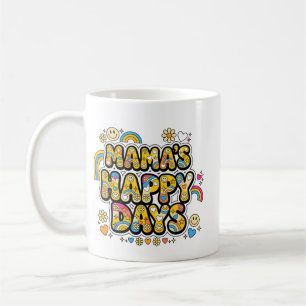 Mama's Happy Days PNG - Groovy 70s Smiley Face & R Coffee Mug