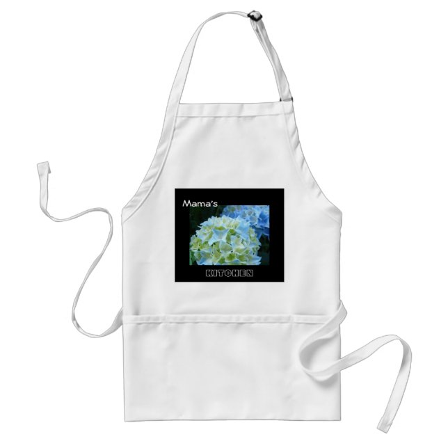 Mama's KITCHEN apron Blue Hydrangea Flowers (Front)