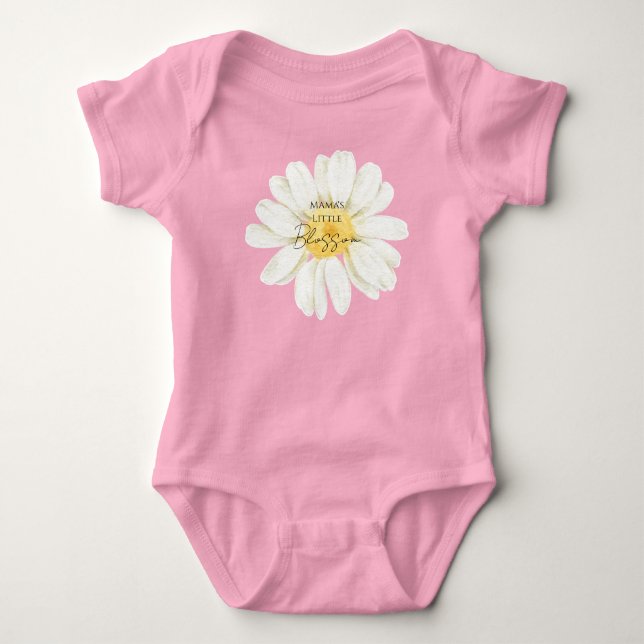 Mama's Little Blossom Cute Daisy Pink Baby Bodysuit (Front)
