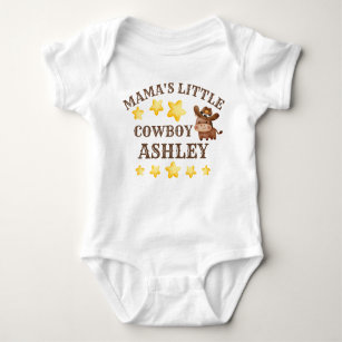 Mama's little cowboy personalised babys name baby bodysuit