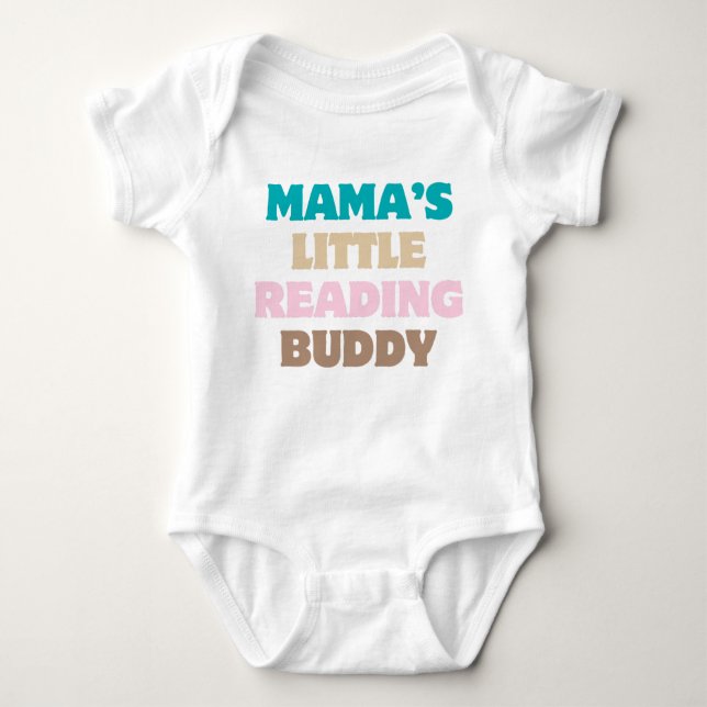 Mama's Little Reading Buddy Colorful Book Lover Baby Bodysuit (Front)