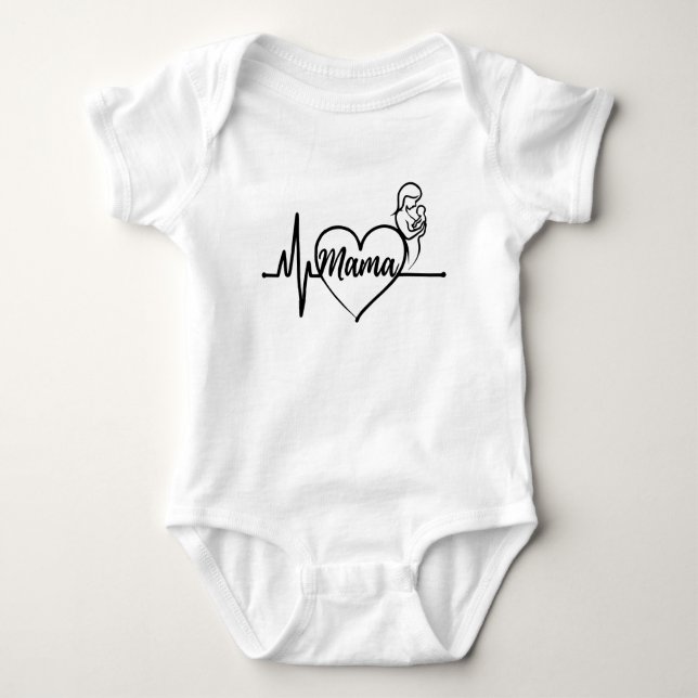 Mama's Love: A Heartbeat That Lasts Forever Baby Bodysuit (Front)