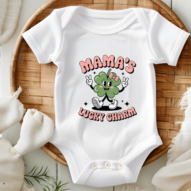 Mama's Lucky Charm Retro St. Patrick's Day Baby Bodysuit (Creator Uploaded)