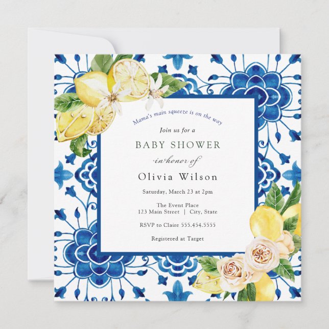 Mama's Main Squeeze Lemon Baby Shower Invitation (Front)