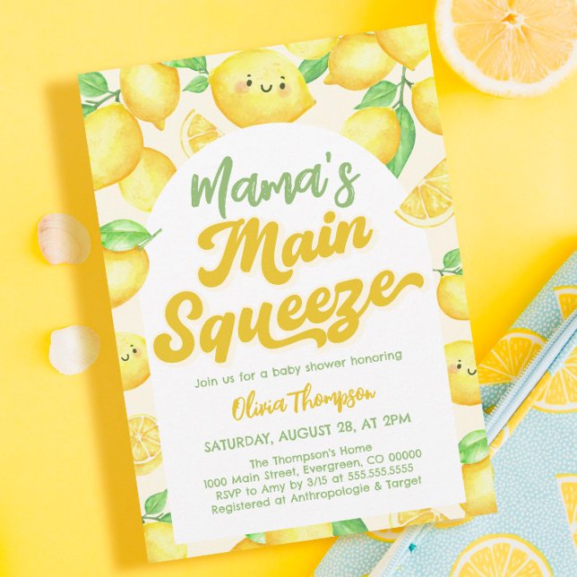 Mama&#x27;s Main Squeeze Lemon Baby Shower Invitation (Creator Uploaded)
