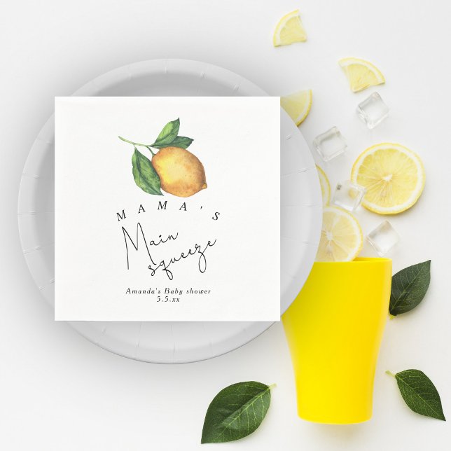 Mama's main squeeze Lemon baby shower Napkin (Creator Uploaded)