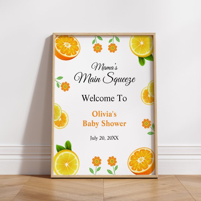 Mama's Main Squeeze Lemon Baby Shower Welcome Poster (Mama's Main Squeeze Lemon Baby Shower Welcome Sign )