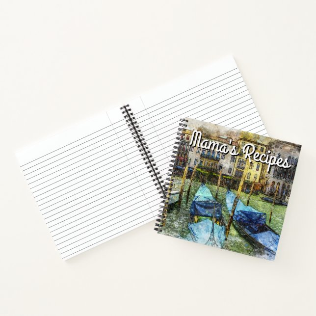 Mama's Recipes with Italian Gondola Notebook (Inside)