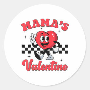 Mamas Valentine Heart Funny Valentines Day Boys Ki Classic Round Sticker