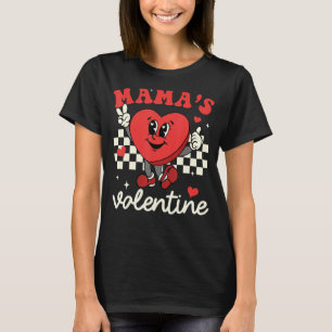 Mama's Valentine Heart Groovy Retro Valentine's D T-Shirt