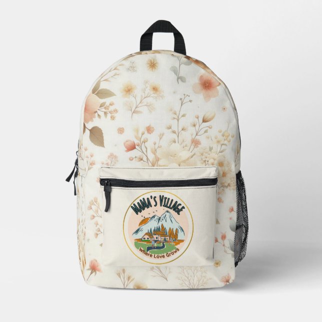 Mama's Village: Where Love Grows Printed Backpack (Front)