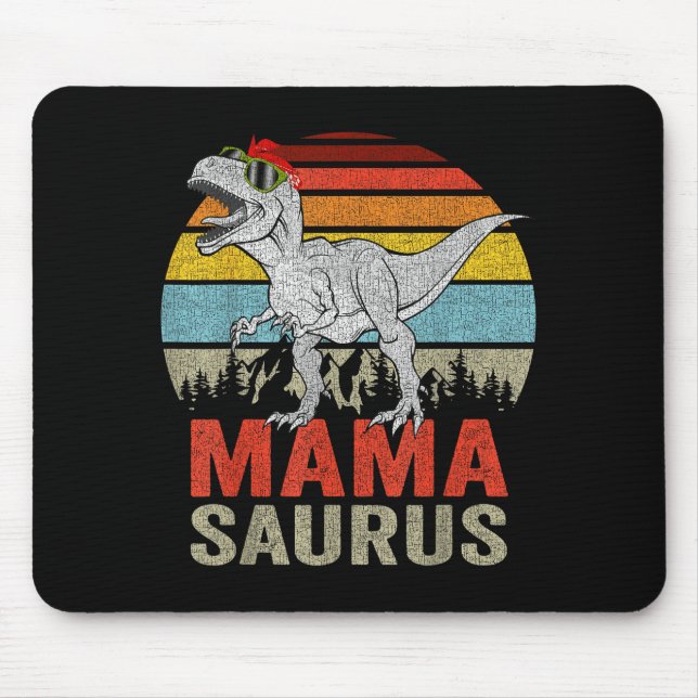 Mamasaurus Dinosaur Mama Saurus T Rex Funny Family Mouse Pad (Front)