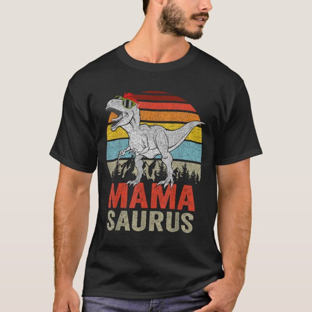 Mamasaurus Dinosaur Mama Saurus T Rex Funny Family T-Shirt (Front)